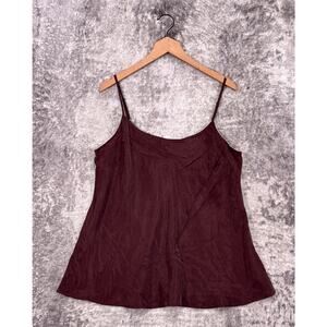 Peruvian Connection Top XL Womens Burgundy Red Silk Feel Rayon Cami Tank